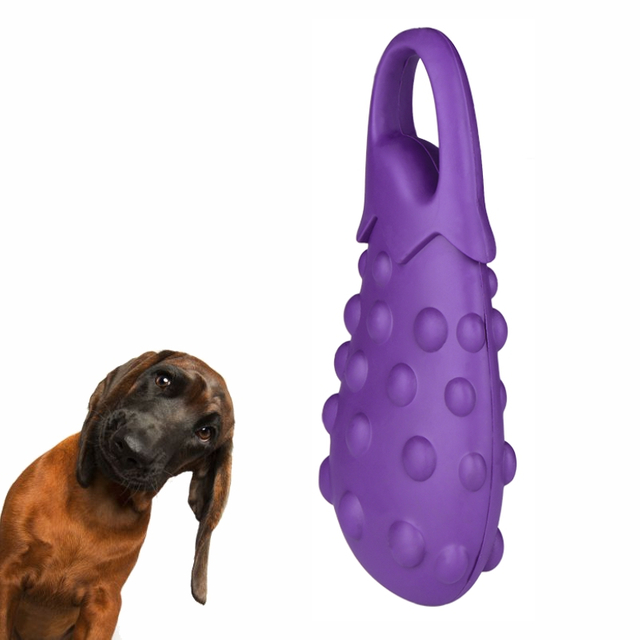 La fruta del caucho natural diseñó los juguetes interactivos de la masticación del perro de la berenjena del juguete del perro