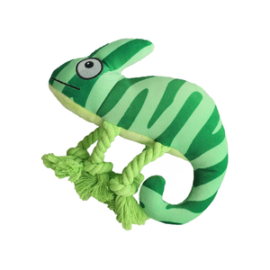 Colección Chameleon, juguete masticable de peluche para perros, para masticadores agresivos, diseño de cuerda de algodón anudado, juguete de peluche interactivo chirriante