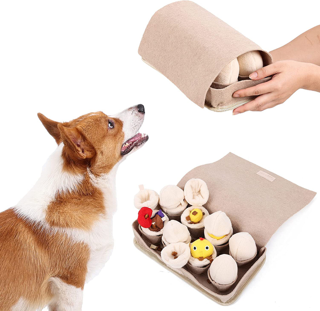 Estera cómoda para mascotas para perros, estera para olfatear, estera de alimentación para la nariz, alimentador lento, rompecabezas interactivo para perros, juguetes, huevo de peluche