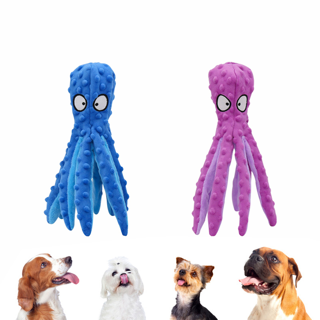 Juguete para perros con diseño en forma de pulpo con papel sonajero para atraer la atención del perro, juguete de peluche chirriante