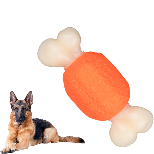 2022 El mejor juguete asequible fabricado con E-TPU y nailon con forma de hueso para juguetes para perros masticadores agresivos