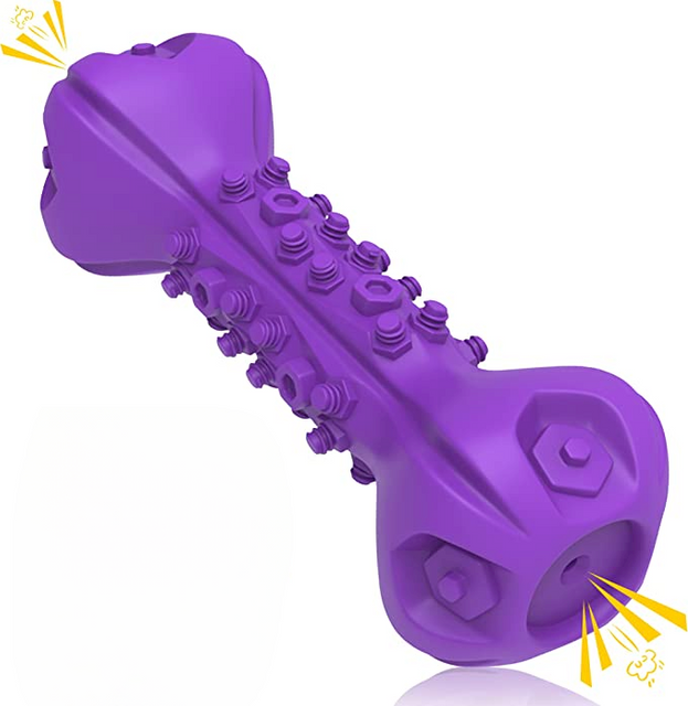 Juguete chirriante no tóxico de goma natural para perros grandes, juguetes para masticar para perros con malos dientes