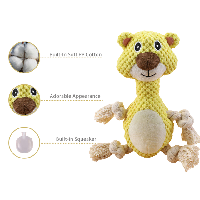 Juguete de peluche para perros Bear Animal Series, forma bonita que atrae a los cachorros a masticar y limpiar los dientes, juguete chirriante para perros pequeños y medianos