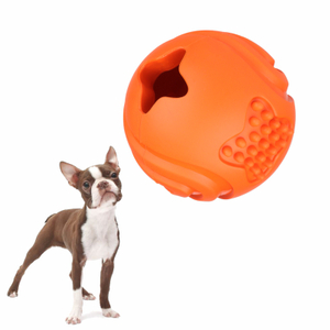 El animal doméstico al por mayor de la fábrica suministra la bola de dispensación de goma de la invitación de la bola de la limpieza de los dientes de la bola del juguete del perro