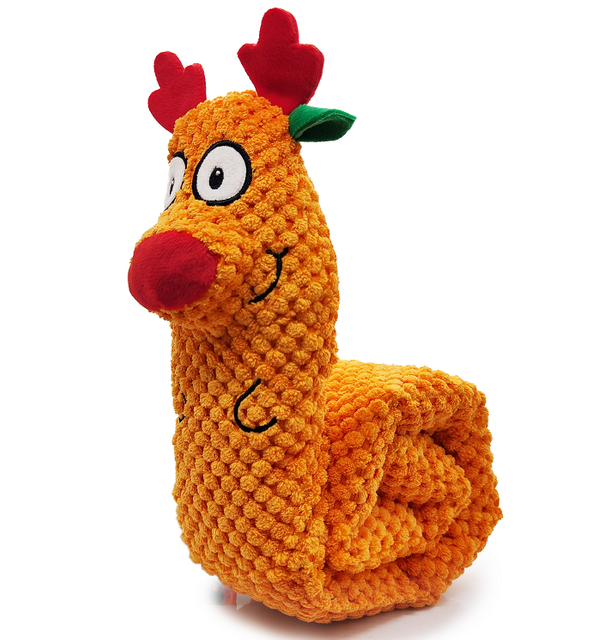 Animal de peluche largo personalizado del chirriador del juguete del perro del reno de la Navidad de sus animales domésticos