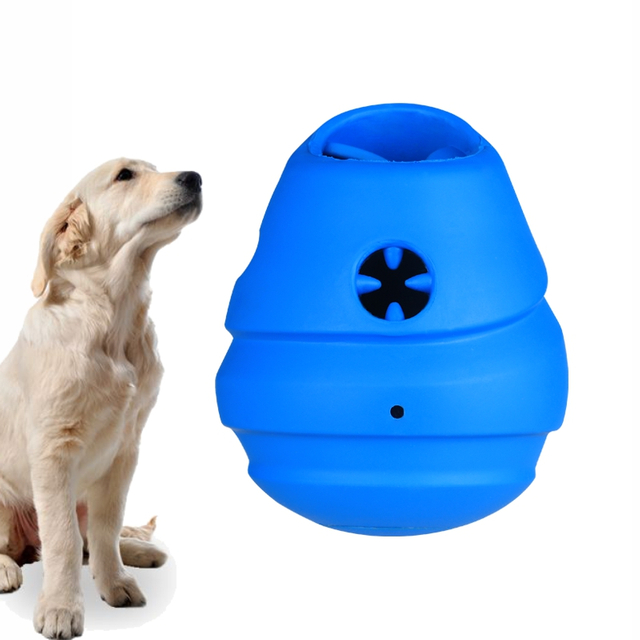 Fabricante profesional, dos en uno, juguetes para perros estilo Kong, pelota para masticar y chirriar, incierto en diferentes direcciones, juguetes para mascotas azules