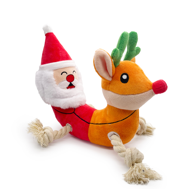 El perro al por mayor del reno de la risa de la Navidad juega perros pequeños del Squeaker largo